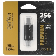256Gb Perfeo C16 Black USB 3.1 A+C (PF-C16B0256TC)