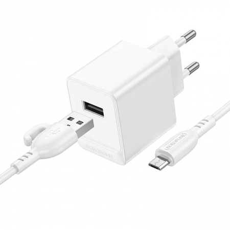 �������� ���������� Borofone BAS11A, 2.1� USB + ������ Micro USB, �����