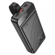 Зарядное устройство Hoco J123B, 30000 мА/ч, QC3.0/ PD20W, 3xUSB A+ C, дисплей, фонарь, черное