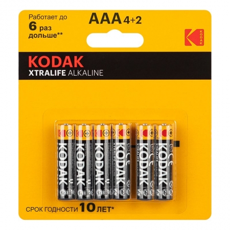  AAA Kodak XTRALIFE LR03-4+2BL, Alkaline, 6, 