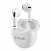 Гарнитура Bluetooth Defender Twins 930 TWS, вставная, зарядный кейс, сенсорн. управл., белая (63931)