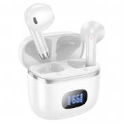 Гарнитура Bluetooth Hoco EQ1 Music guide, TWS, вставная, зарядный кейс, белая