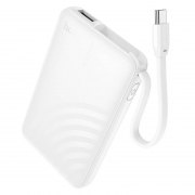 Зарядное устройство Hoco J134, 5000 мА/ч, 2A, USB A + встр. кабель Type C, белое