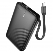 Зарядное устройство Hoco J134, 5000 мА/ч, 2A, USB A + встр. кабель Type C, черное
