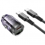 Зарядное автомобильное устройство Borofone BZ29A QC3.0/PD36W, USB-A/C + кабель Type C, фиолетовое