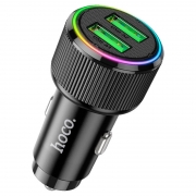 Зарядное автомобильное устройство Hoco NZ14, QC3.0, 2xUSB-A, подстветка, черное