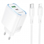   Borofone BA89A, QC3.0/PD 30W USB A+C +  Type C - Lightning, 