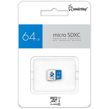 ����� ������ Micro SDXC 64Gb Smartbuy Blue U1 ��� �������� (SB64GMSDU1BLUE00)