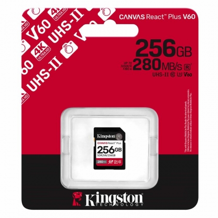 ����� ������ SDXC 256Gb Kingston Canvas React Plus UHS-II U3 V60, 280/150 ��/c (SDR2V6/256GB)